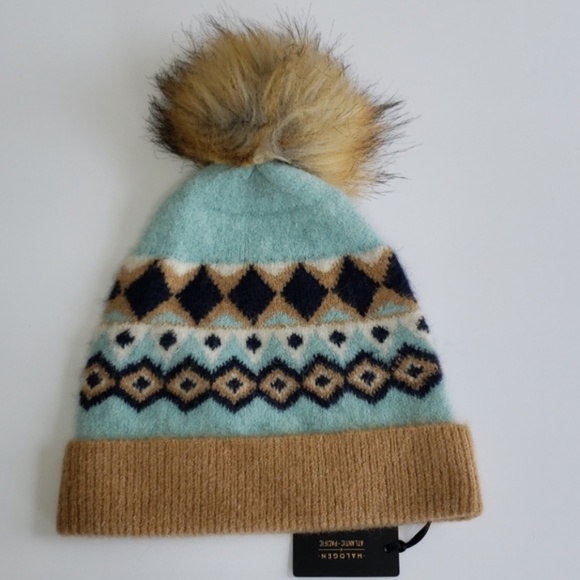Atlantic-Pacific Fair Isle Faux Fur Pom Beanie - Picture 3 of 4